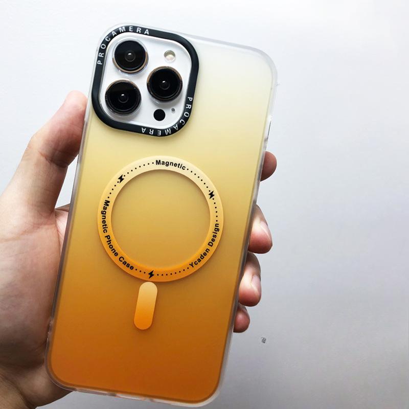 Применимо к iPhone16PROMAX Градиентный Магнитный Чехол для Телефона, Apple 15 Матовый Защитный Чехол Magsafe 13/14