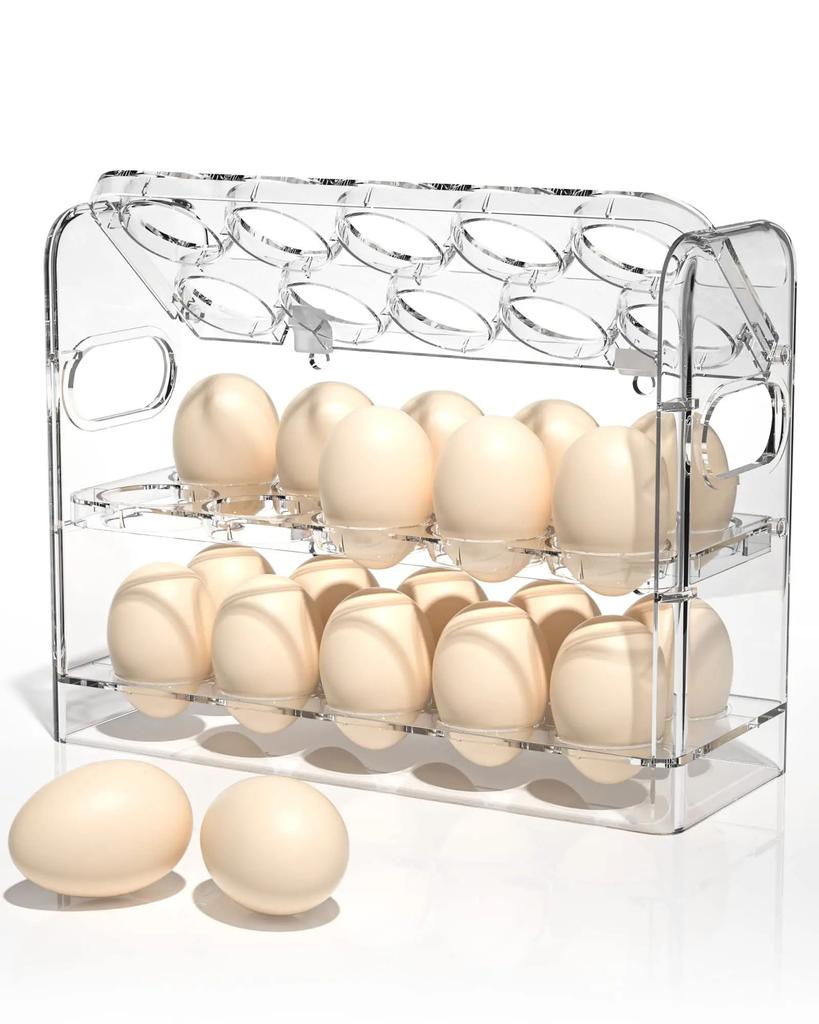 Large Capacity Egg Holder For Refrigerator Door,Egg Dispenser For Refrigerator,3 Layer Egg Storage Container For Refrigerator