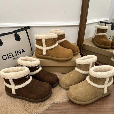 [Фанфна] Мао Мао Зимние женские угги 2025 Новинка Зимы Круглый носок Толстая подошва Нескользящие Утепленные Теплые Удобные Хлопковые ботинки