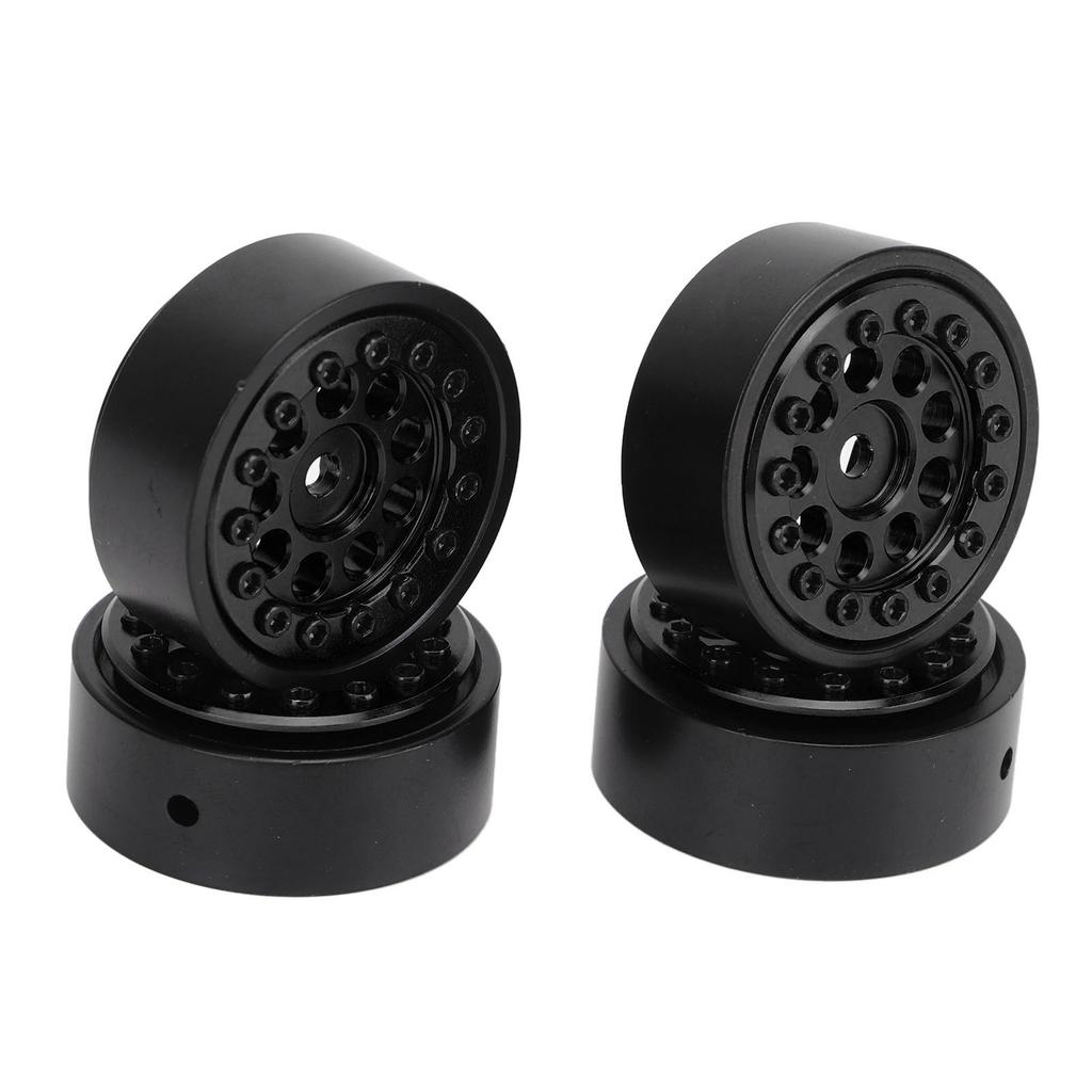 4Pcs 1.0 Inch Wheel Hub 9 Round Hole Aluminum Alloy Hub for FMS FCX24 1 24 Remote Control Climbing Car Black