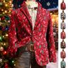 Men's Ugly Christmas Corduroy Warm Pocket Suit Jacket Cardigan Men's Casual Suit