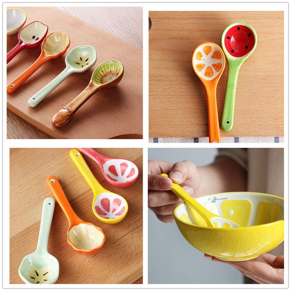 Cute Ceramic Coffee Spoons Spoon Cartoon Fruit Shape Teaspoons