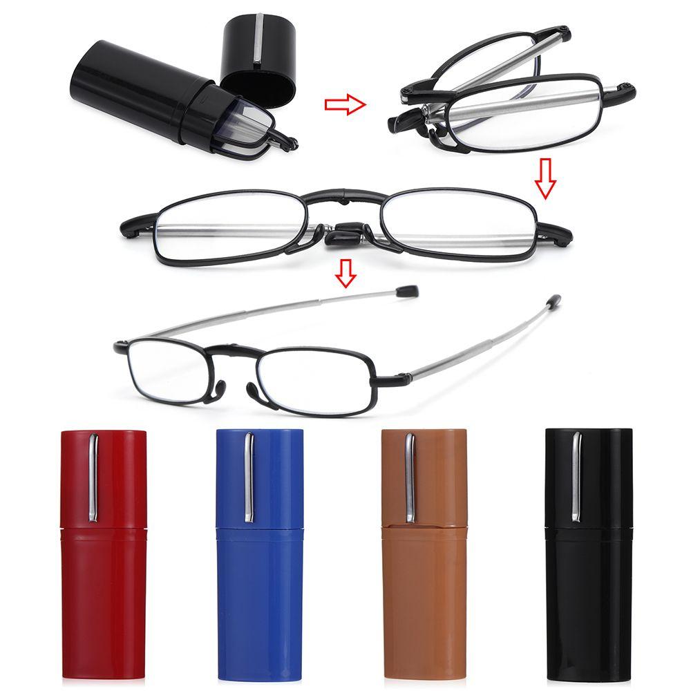 Anti Eyestrain Foldable Reading Glasses with Tube Case Computer Reading Eyeglasses Easy Carry