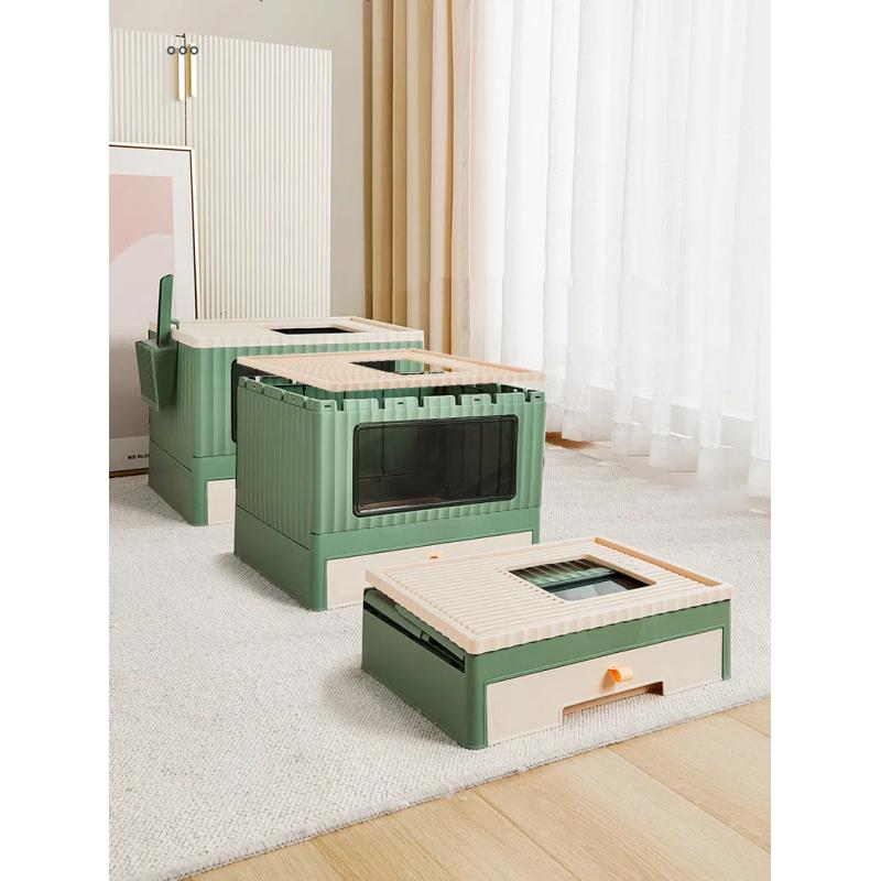 Drawer-type Foldable Cat Litter Box Household Semi-enclosed Anti-odor Cat Toilet Large Cat Poop Basin Potty Pet Supplies