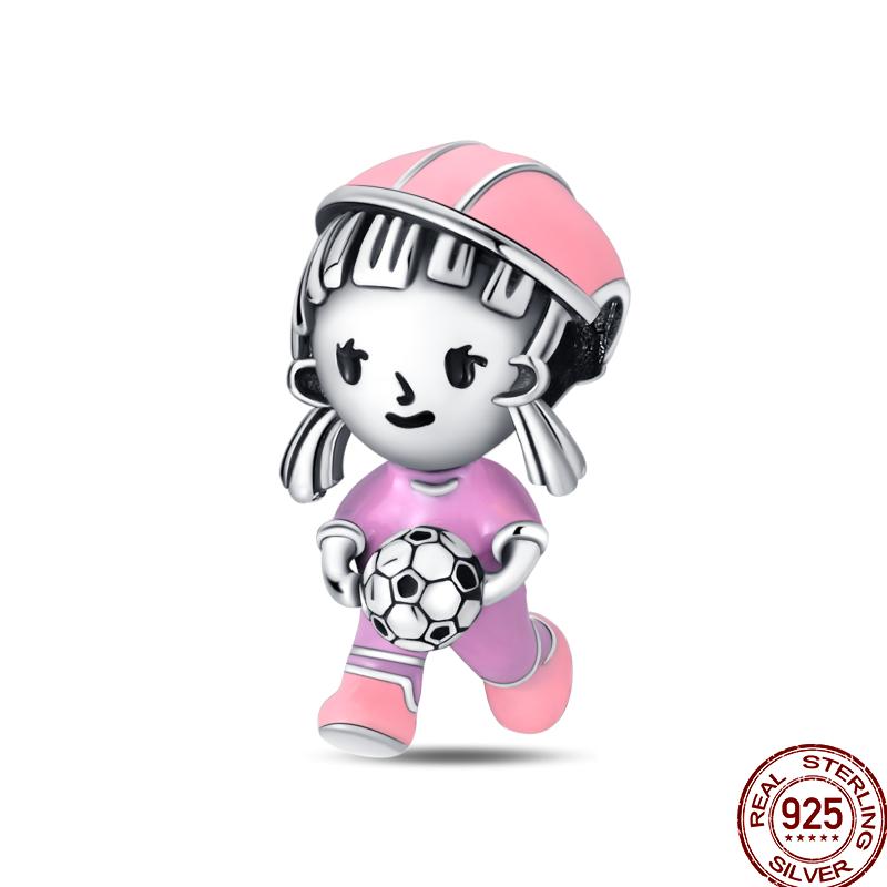 American Sports Series Copper Badminton Baseball Football Pendant Beads Suitable For 3Mm Original Bracelet Diy