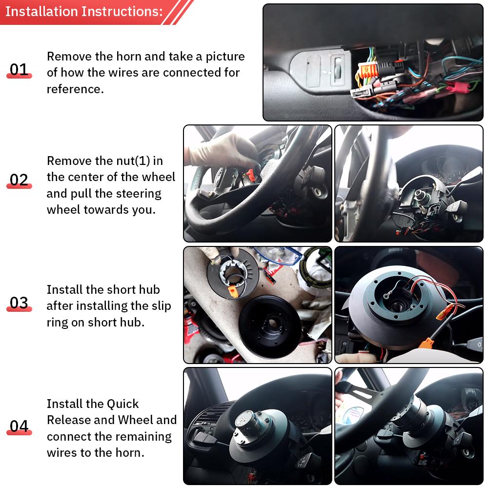 Steering Wheel Short Boss Hub Adapter Kit Black Aluminum Quick Release Hub Adaptor Kit for BMW E36 318 325 328 840 850 E39 M3 Z3