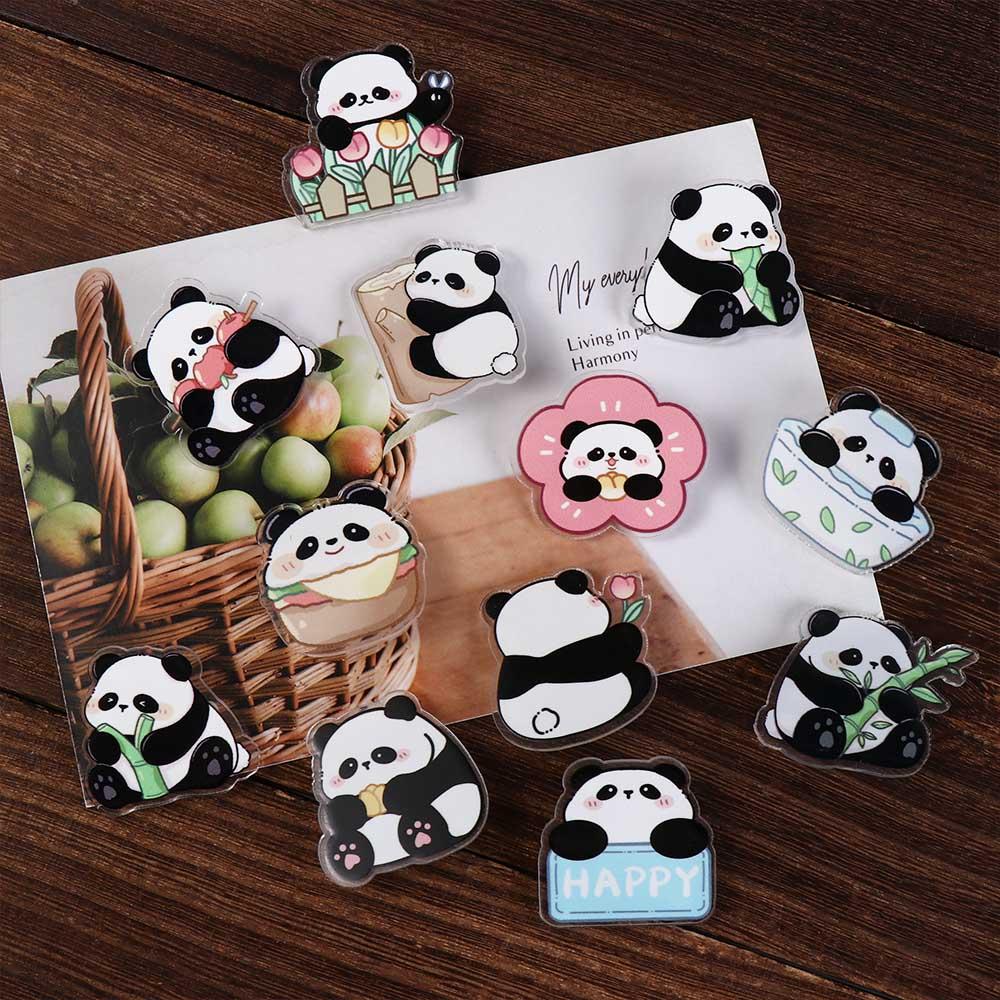 Panda Flower Panda Brooch Bear Animal Badge Funny Acrylic Panda Pin  Backpack Decor