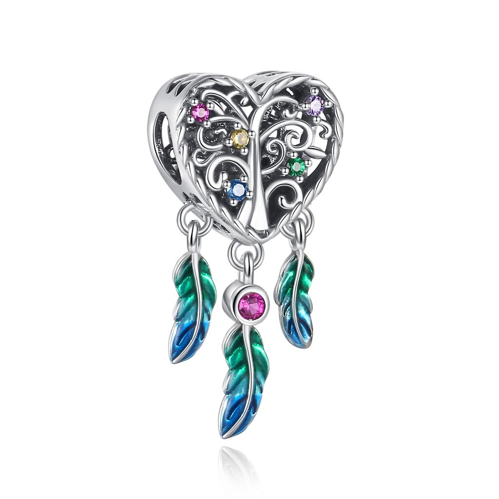 Green Color Charms Fit Bracelets 925 Silver Avocado Clover Bead Cactus Chameleon Zircon DIY Jewelry Charm