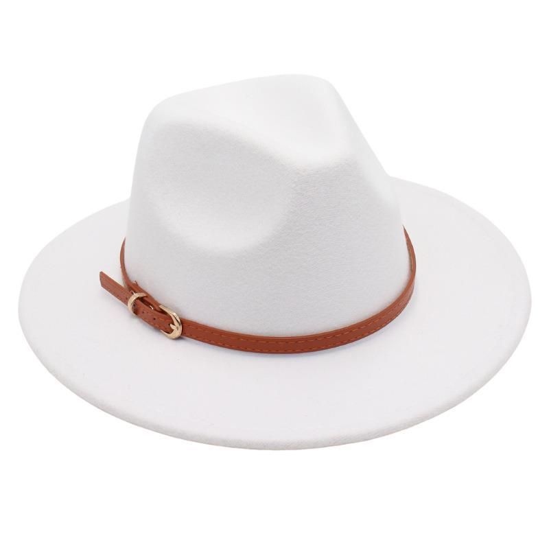 Пряжка для ремня Ностальгическая модель цилиндра Джазовая шляпа Мужская и женская Темпераментная фетровая шляпа Элегантная шерстяная шляпа