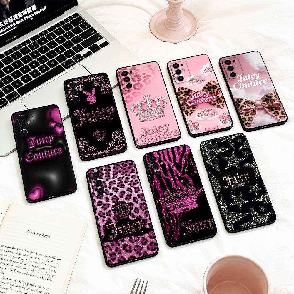 Y-Y2K Винтажный J-Juicy C-Couture Чехол для телефона для Samsung S 25,24,23,22,30,21,10,9,Ultra,Plus,Lite,FE,4,5 G Мягкий черный чехол