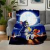 "Tom & Jerry Moonlit Adventure Wall Art Print"Blanket Flannel Throw Blanket for Sofa, Bed, Travel, Camping, Office