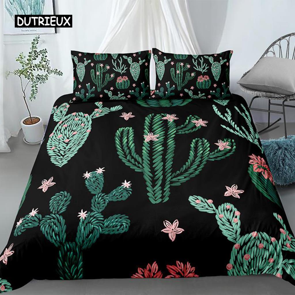 Комплект пододеяльника Cactus Экзотическое растение Опунция Суккуленты Комплект постельного белья Детский Подростковый Я люблю кактусы Размер кинг Полиэстеровый пододеяльник