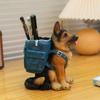 Hand-painted Dog Pen Holder With Backpack Desktop Storage Container Resin Dog Statue  Office