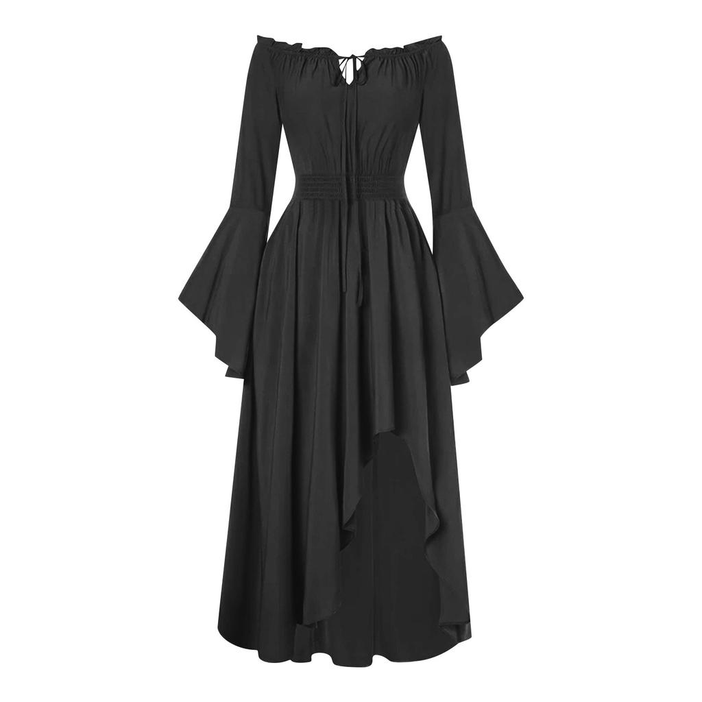 Women's Sexy Retro Halloween Gothic Suspender Hip-wrapped Gothic Trumpet Sleeve Sexy Dress