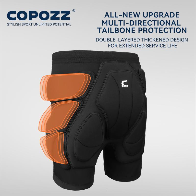 COPOZZ Upgraded Ski Knee Pads Motorcycle Skating Sport Protective Skiing Butt Protector Padded Breathable Adjustable Gear Shorts