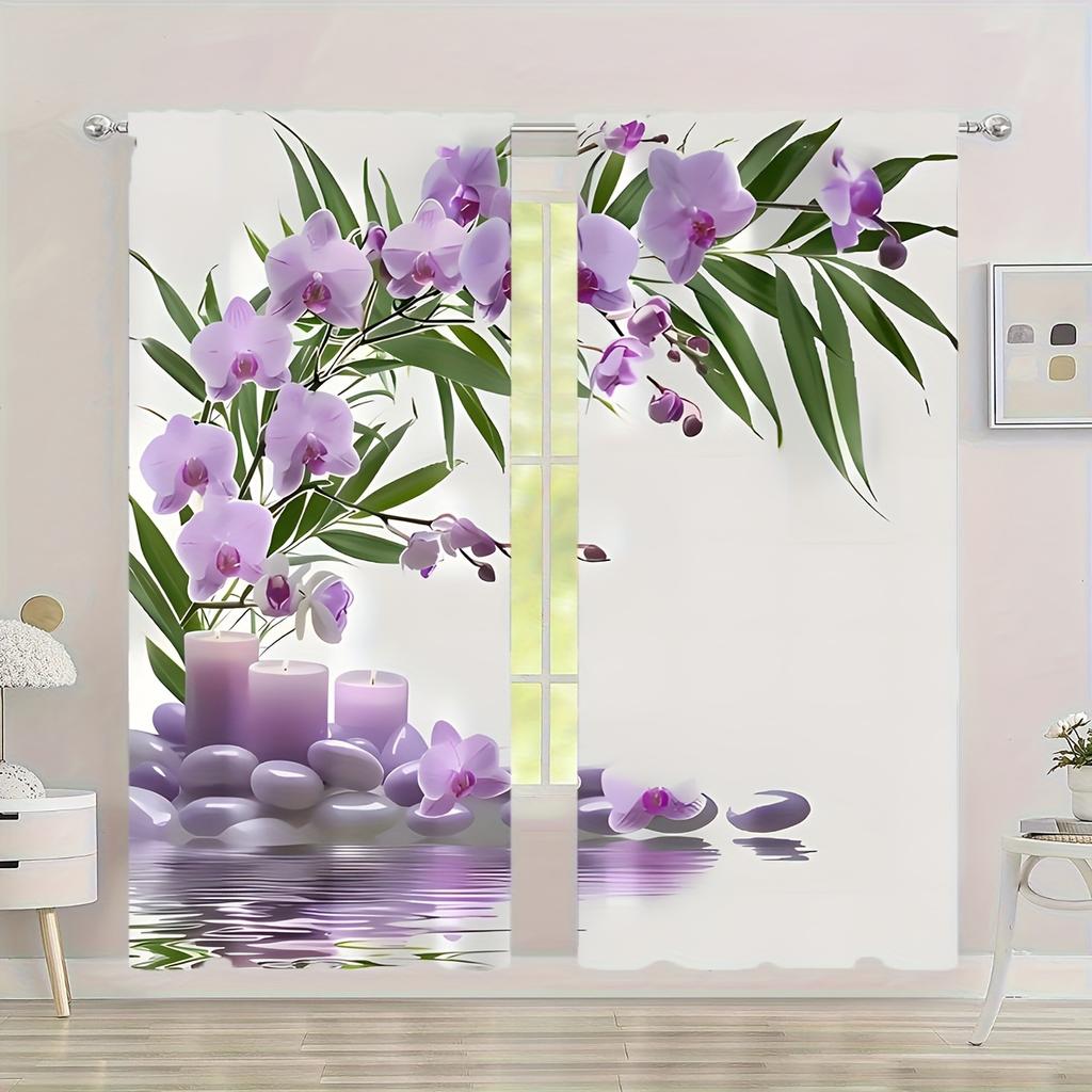 2 шт. Современные листовидные цветочные принты светофильтрующие шторы панели устойчивые к УФ-излучению легкие в уходе прозрачные шторы для спальни гостиной