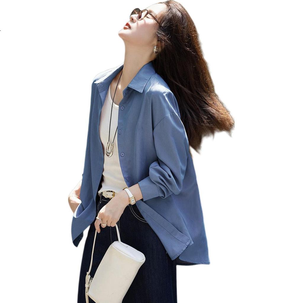 Demana Double-Sided Velvet Autumn Commuter Loose Fit Drop Shoulder Shirt Slimming Petite Lightweight Blouse for Women