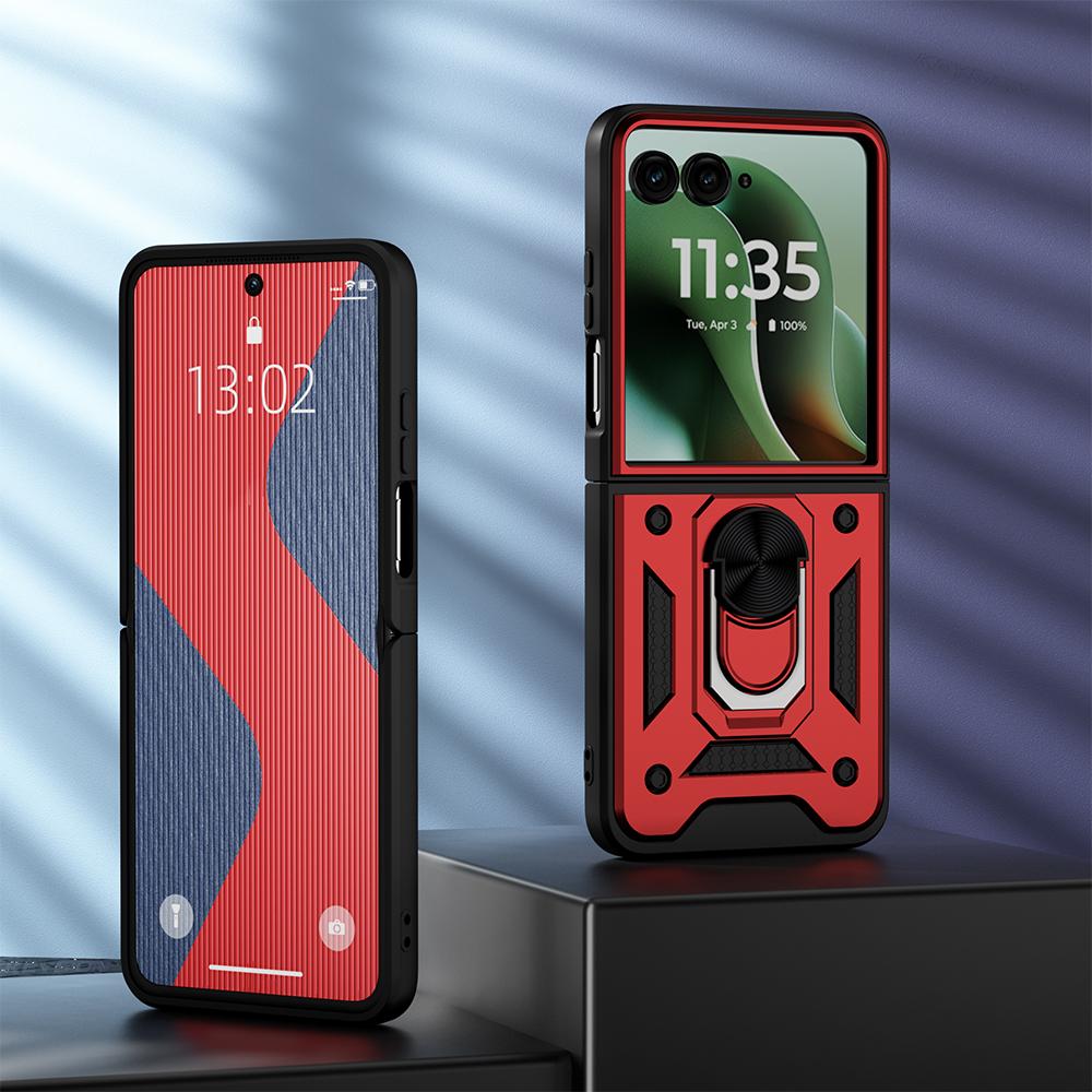 KEYSION Противоударный бронированный чехол для Motorola Razr 60 Ultra 5G Металлическая подставка-кольцо Задняя крышка телефона для MOTO Razr Ultra 2025 Razr+2025