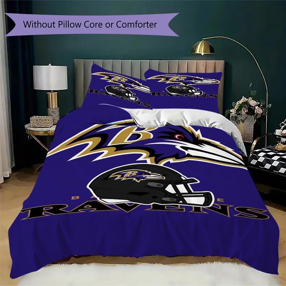 Baltimore Ravens Pattern Bedding uilt Set uilt Cover Pillowcase Home Decoration Birthday Gift (1*duvet cover + 2*pillowcase without core)