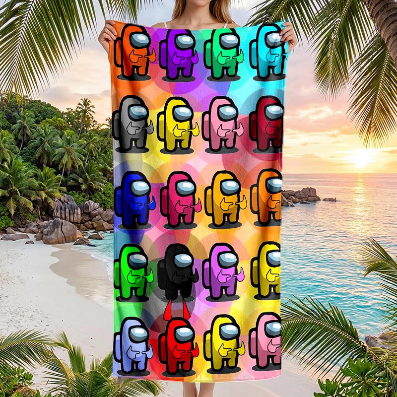 Among Us Fashion Beach Towel Portable Soft Quick Dry Towel For Swimming Camping Holiday Use