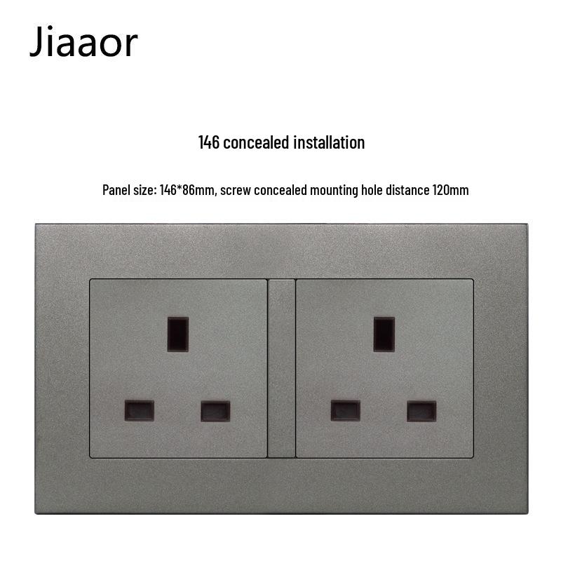 Серый британский стандарт двойная розетка с выключателем с USB и Type C - совместимая с Гонконгом/Макао, скрытого типа 86