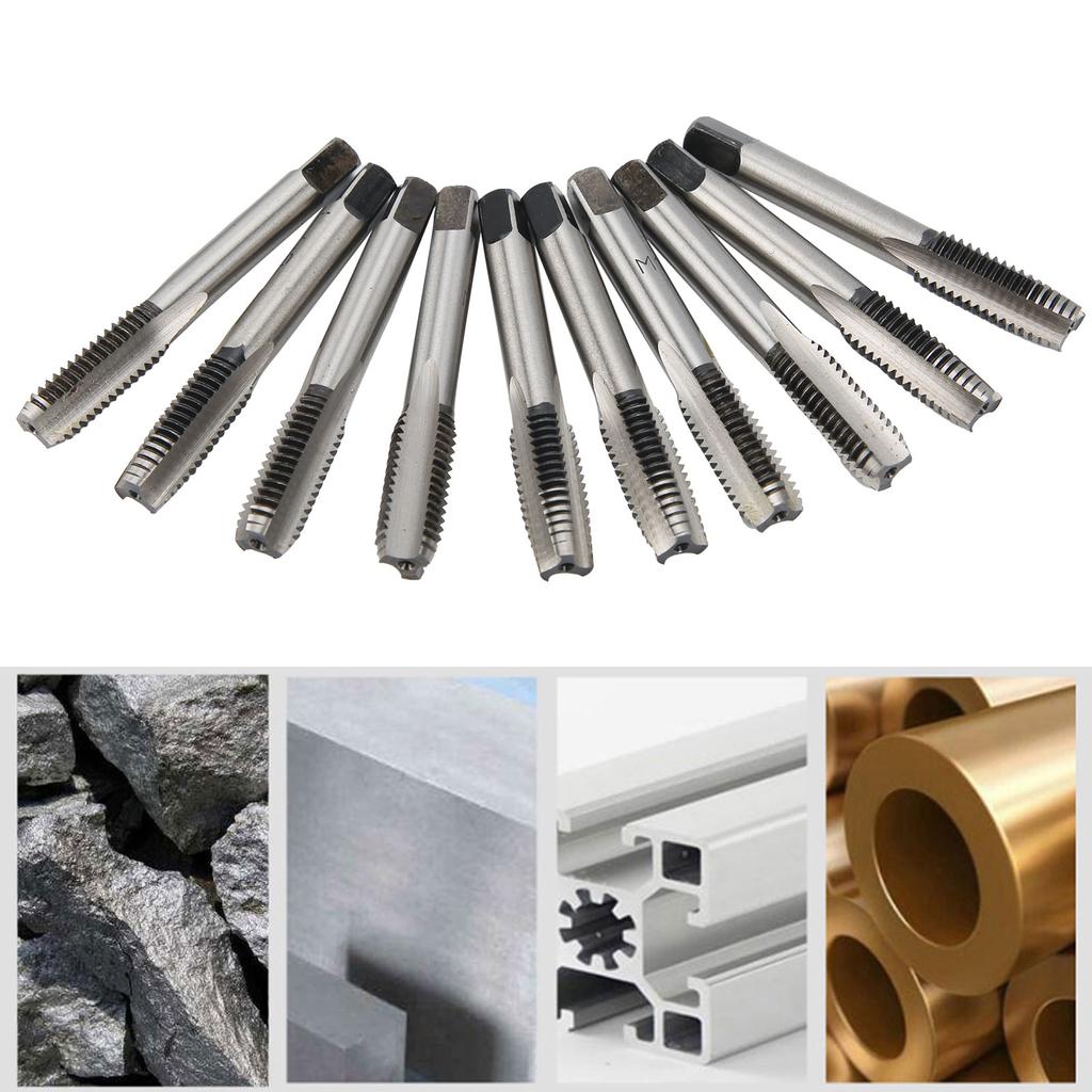 10pcs Metric Taps M10 Thread Carbon Steel Straight Flute First Hand Taper Plug Tap High Rigidity