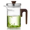 Pokaro Tea Heat-Resistant Glass Teapot, 510ml, with Stainless Steel Lid, Wooden Handle, and Integrated Strainer. Simple Design, Stylish Glass Teapot