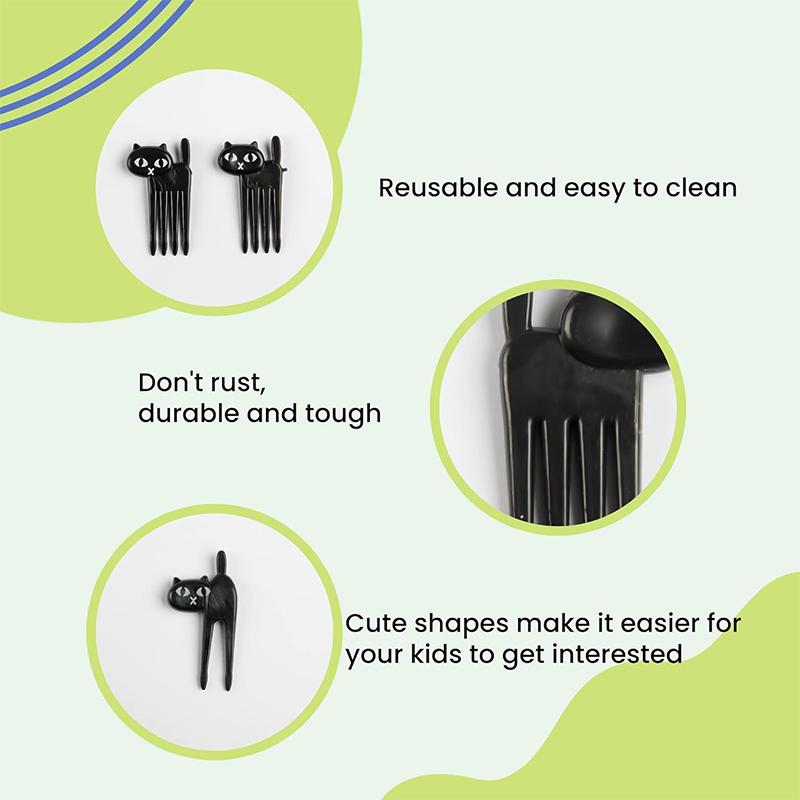6Pcs Black Cat Food Picks For Lunchbox Mini Fun Fruit Picks Cocktail Picks Bento Lunch Box Forks Decor Party Accessories