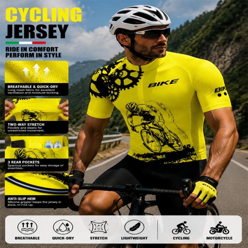 Mens Cycling Jersey Set Short Sleeve Quick Dry Breathable Performance Kit Road Bike Racing Team Wear