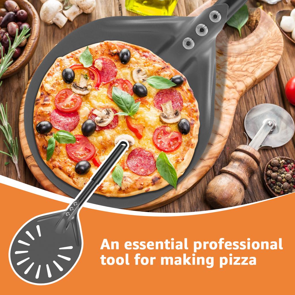 6inch Pizza Turning Peel Long Handle Pizza Peel Spinner Perforated Pizza Turner Spinner Non-Stick Pizza Paddle Cookware Parts