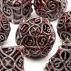 7 Pcs Silver Red Stripe Metal Dice Solid Metal Polyhedral Dice Set Suitable for Role-Playing RPG  Board Game Card Game