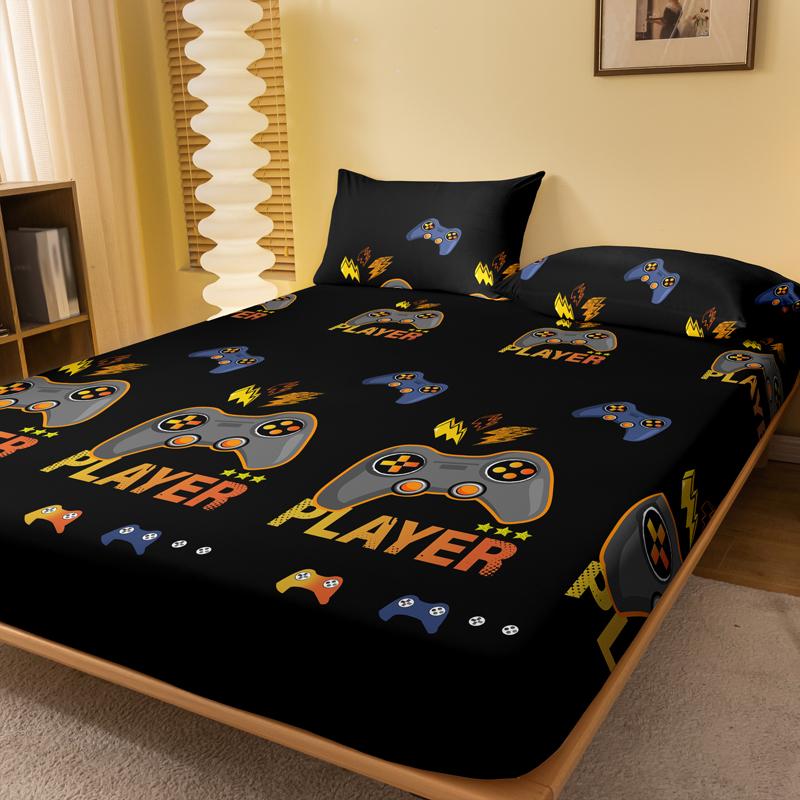 Piece 1 Of Giant Player Black Patterned Matte Bedsheet, Bedroom Printed Bedspread, Bedding Excluding Pillowcases