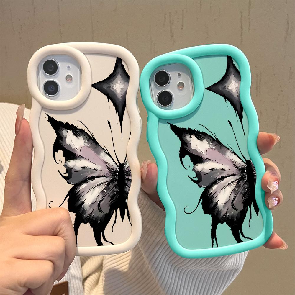 Черный мягкий чехол-бабочка для телефона Samsung Galaxy A52 A73 A12 S24 Ultra 5G S23 S22 S21 S20 FE Wave Edge противоударный защитный резиновый чехол