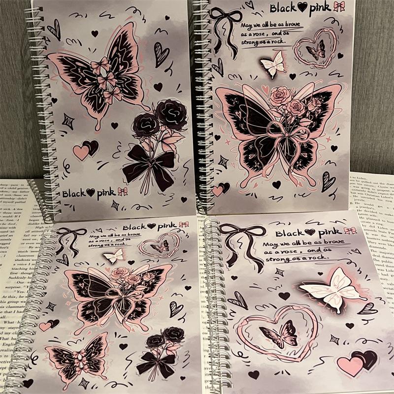 4Pc/set Sweet Bow Coil Notebook Butterfly A5 Coil Planner Portable Notepad for Kids Girl Birthday Party Gift Back To School