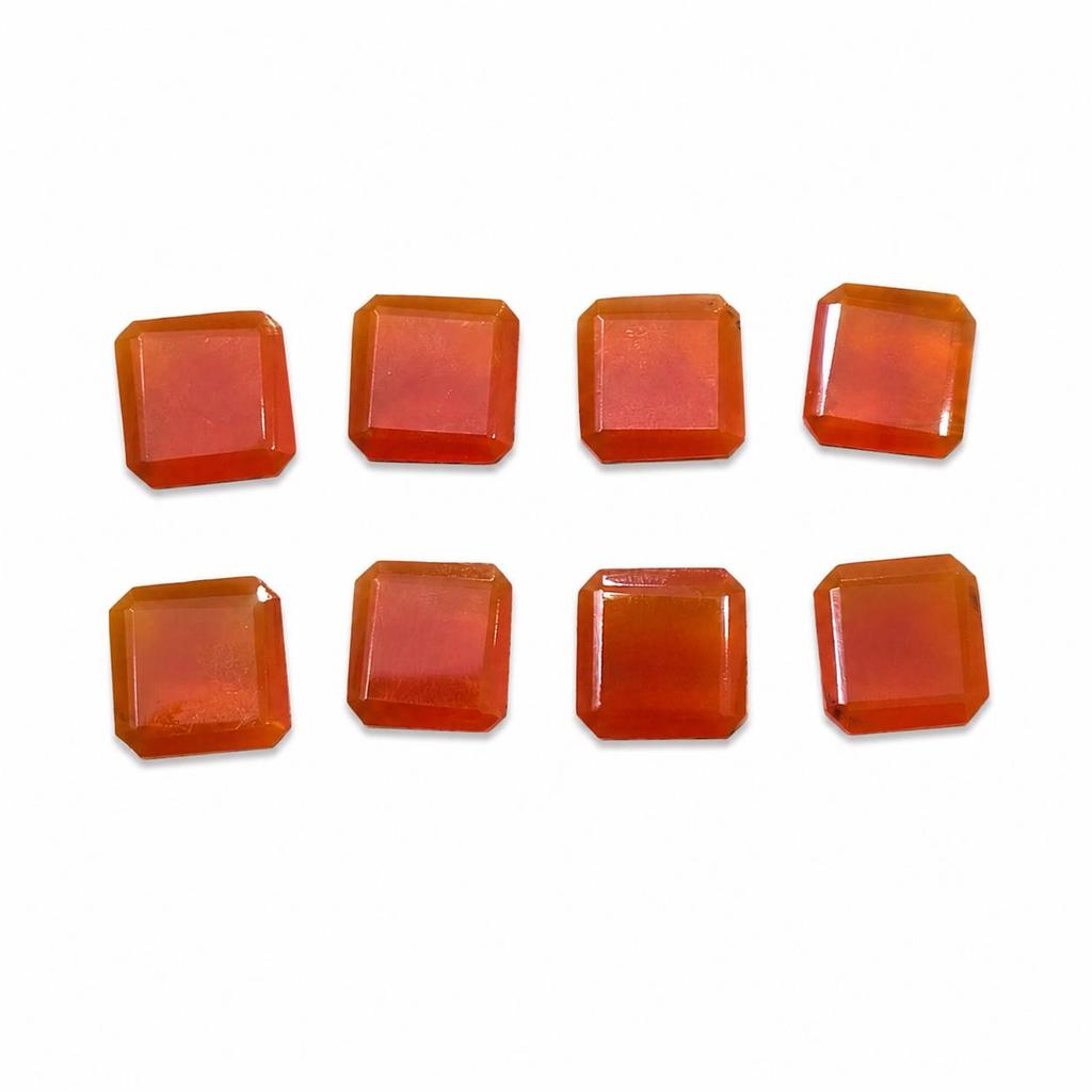 Natural Carnelian Emerald Cut Cabochon Lot, AAA Carnelian Loose Gemstones, Orange Red Emerald Cut Stones for Jewelry Making