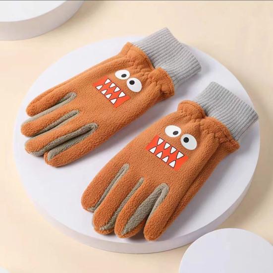 Kids Winter Gloves Windproof Cartoon Ski Gloves with Elastic Cuffs Cold Weather Warm Gloves for