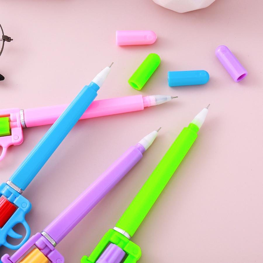 Снова в школу 10 шт. 0,5 мм Мультяшная форма револьвера Креативная разборная Нейтральная ручка, Прочная Школьная Учебная Водная ручка для Награждения учеников