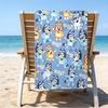 Ultra-Soft Beach Towel with Bluey Theme,Ideal for Pool - Camping, Diving - Perfect Travel Essential, Vibrant Beach Towel.