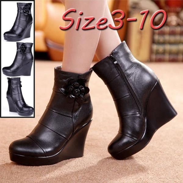 Осенне-зимние ботинки из натуральной кожи, женские ботильоны, женские ботинки на танкетке, женские ботинки, обувь на платформе