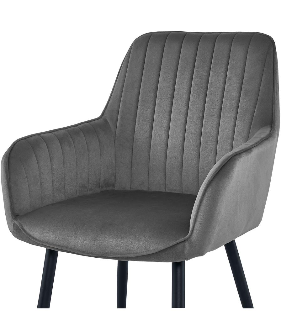 SOLDEN chair - dark gray velvet / black legs x 2
