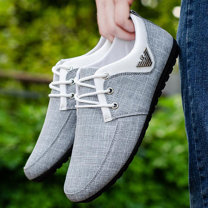 Мужская повседневная обувь, легкие мужские парусиновые туфли, металлические мужские туфли для вождения, однотонные мужские кроссовки на шнуровке, Zapatillas Hombre 2024