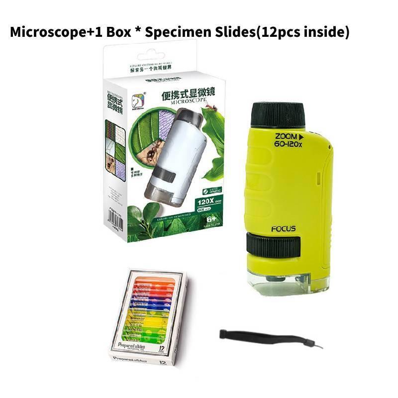 Портативный ручной оптический микроскоп высокого разрешения, образовательный научный набор для детей