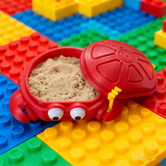 Mini Crab Sandbox with Lid Summer Indoor Outdoor Cartoon Crab Sand Storage Box Ornament Stress Relief Sand Container Beach Toy