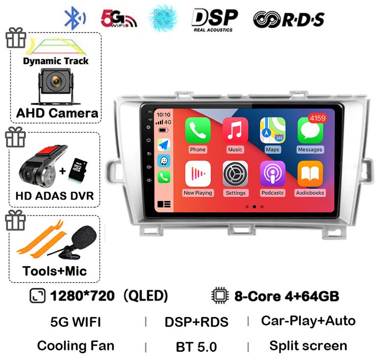 Android 14 Carplay Auto для Toyota Prius 3 XW30 2009 2010 2011 2012 2013-2015 LHD RHD Автомобильный радиоприемник Мультимедийный проигрыватель GPS Стерео DSP