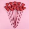 10pcs Love Heart Cake Toppers Red Pink Vase Picks Decor Mother's Day Gift