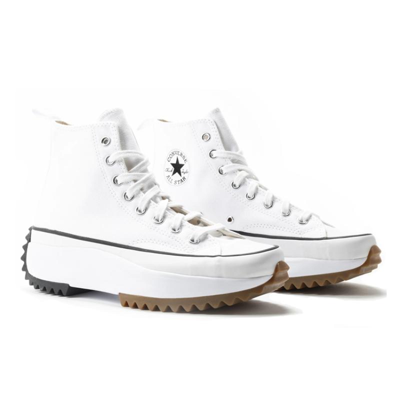 Converse Run Star Hike Thick Sole Comfortable Versatile Elevating Shock Absorbing High-Top Canvas Shoes Unisex White