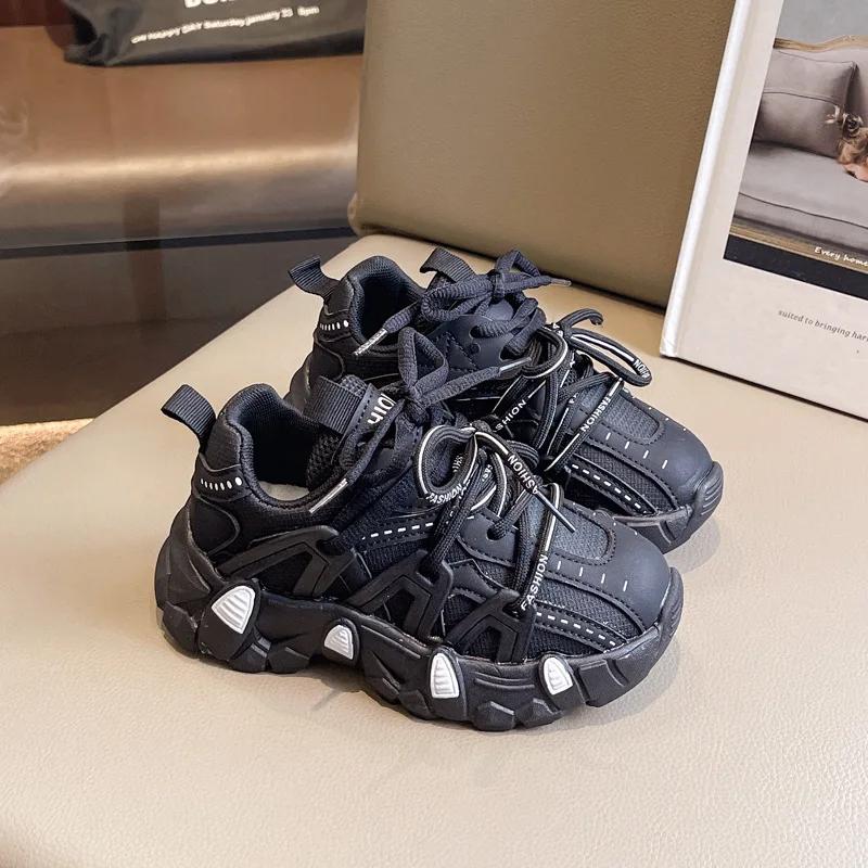 2024 Детские универсальные кроссовки для девочек и мальчиков, осенняя новая мода в корейском стиле, мягкая подошва, повседневная нескользящая спортивная обувь