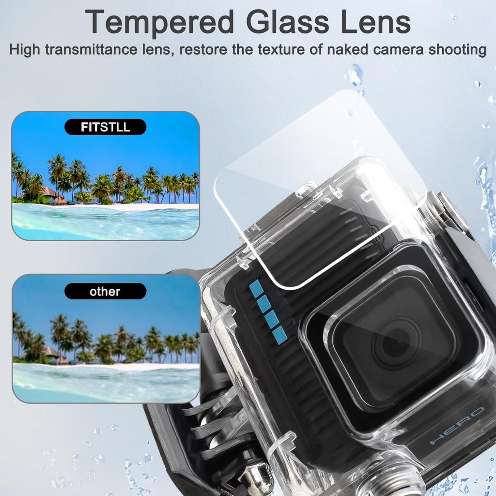 FitStill Underwater Waterproof Diving Housing Compatible with Go Pro Protective Diving Case Shell with Mount Hero 4K Accessory Kit 148ft/45m Hero,