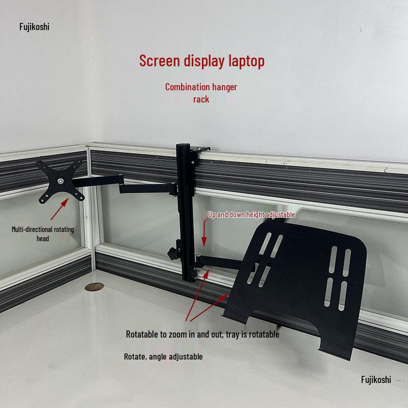 Rotating Telescopic Workstation Screen Lift for Laptop/Monitor with Hanging Desk Partition