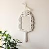 Antique Style Hand Mirror Type Wall with Ribbon for Decorative Mirror Mirror, Mounting, White,